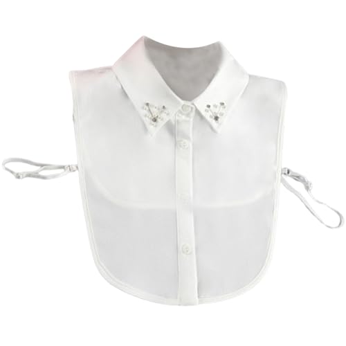 LoudSung Fake Kragen Abnehmbare Hälfte Shirt Bluse Perle Falsche Kragen Elegant Perlen Strass Design für Frauen Mädchen von LoudSung