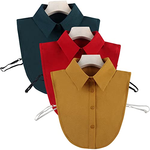 LoudSung Fake-Kragen abnehmbare Halbhemdbluse falsche Kragen-Sets elegante reine Farbe für Damen und Mädchen 3 Stück von LoudSung