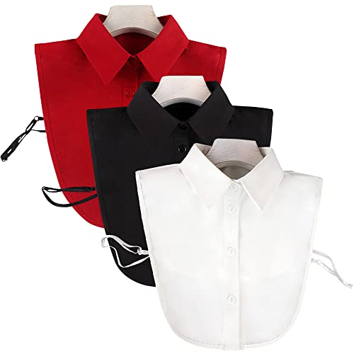 LoudSung Fake-Kragen abnehmbare Halbhemdbluse falsche Kragen-Sets elegante reine Farbe für Damen und Mädchen 3 Stück von LoudSung