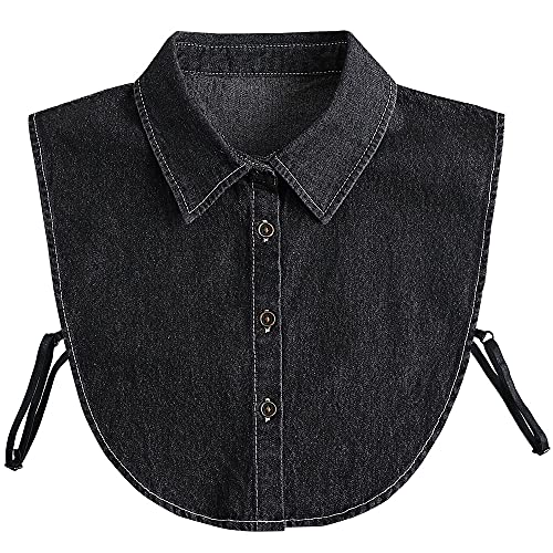 LoudSung Falscher Kragen Abnehmbare Bluse Fake Collar Half Shirts Denim Collar Designed Faux Collars Top Elegant für Damen von LoudSung