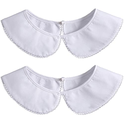 LoudSung Falscher Kragen Abnehmbare Bluse Gefälschter Kragen Halbe Hemden Kragen Einfaches Design Baumwolle Elegant für Frauen Mädchen 2 Stück von LoudSung