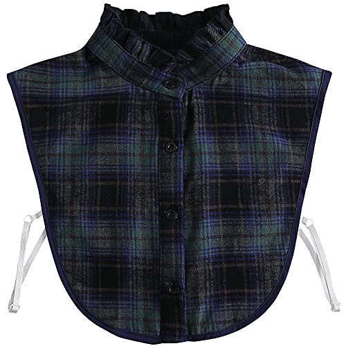 LoudSung Falscher Kragen Abnehmbare Bluse Gefälschter Kragen Halbe Hemden Kragen Kariertes Baumwolloberteil Elegant für Frauen Mädchen von LoudSung