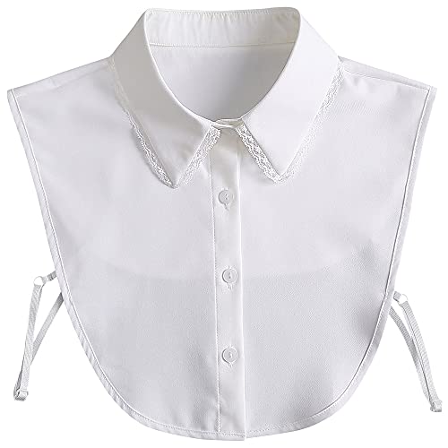 LoudSung Falscher Kragen Abnehmbare Bluse Gefälschter Kragen Halbes Hemd Rüschen Spitzenoberteil Elegant für Frauen Mädchen von LoudSung