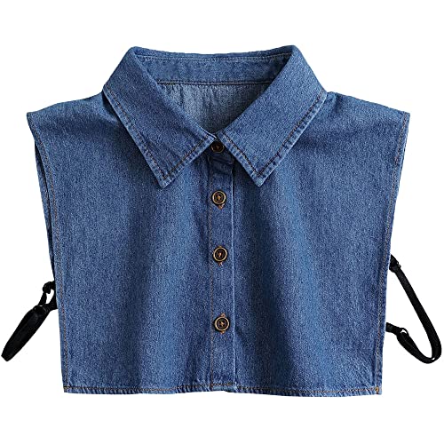 LoudSung Falscher Kragen Abnehmbare halbe Hemdbluse Fake Collar Denim Elegant für Frauen Mädchen von LoudSung