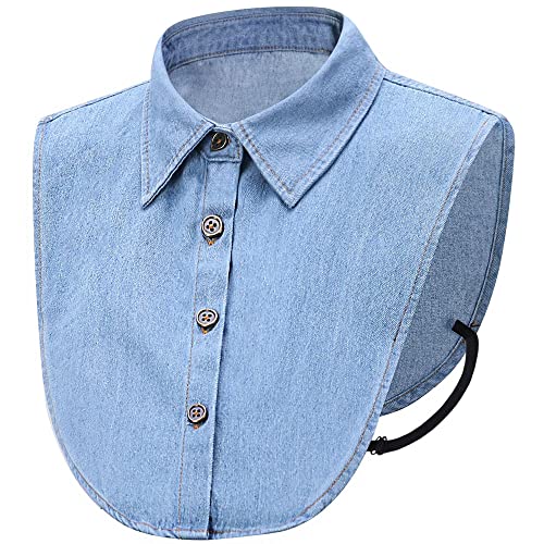 LoudSung Falscher Kragen Abnehmbare halbe Hemdbluse Fake Collar Denim Elegant für Frauen Mädchen von LoudSung