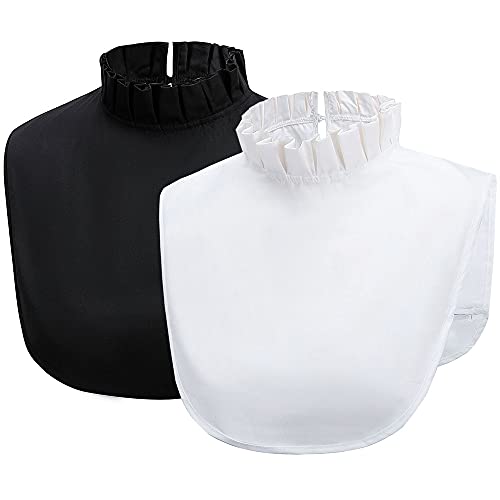 LoudSung Falscher Kragen Abnehmbarer Dickey Kragen Halbe Hemden Stehkragen Bluse Falscher Kragen Set Top Elegant für Frauen Mädchen(Schwarz & Weiß) von LoudSung