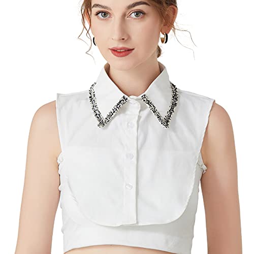 LoudSung Falscher Kragen Abnehmbares halbes Shirt Bluse Falscher Kragen Elegantes Design für Frauen Mädchen von LoudSung