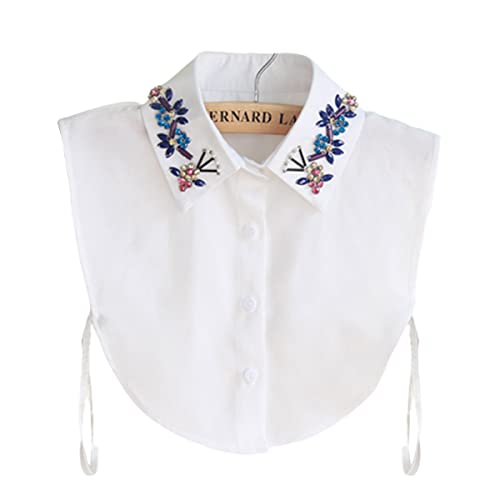 LoudSung False Hallar Abnehmbares halbe Hemdbluse gefälschte Kragen Elegante Stickstimulation Stresssteine Designs für Frauen Mädchen von LoudSung