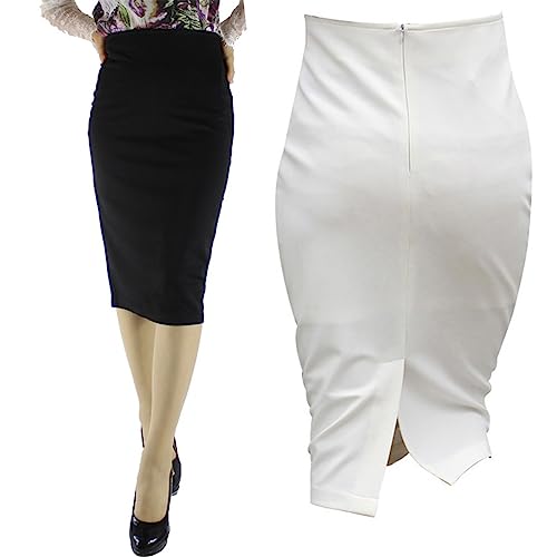 LoudSung Röcke Dressy Casual Slim Fit Business Büro Bleistift Röcke Fork In The Back für Frauen Mädchen von LoudSung