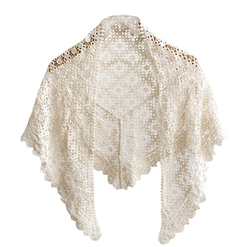 LoudSung Schal Dreieckstuch Dekorative Hollow Leaf Pattern Cape Bow Knot Warp Knitting Wrap für Frauen von LoudSung