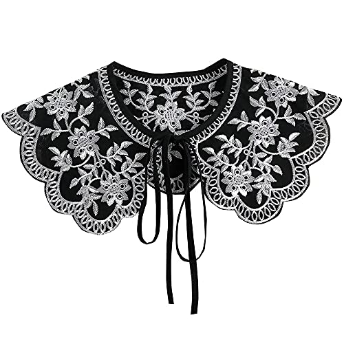 LoudSung Schal Falscher Kragen Abnehmbare Bluse Halbe Hemden Gefälschte Kragen Stickerei Hohles Design Elegant für Frauen Mädchen von LoudSung