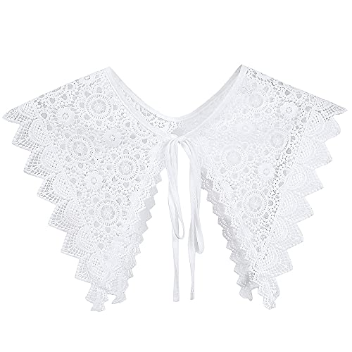 LoudSung Schal Falscher Kragen Abnehmbare Bluse Halbe Hemden Gefälschte Kragen Stickerei Hohles Design Elegant für Frauen Mädchen von LoudSung