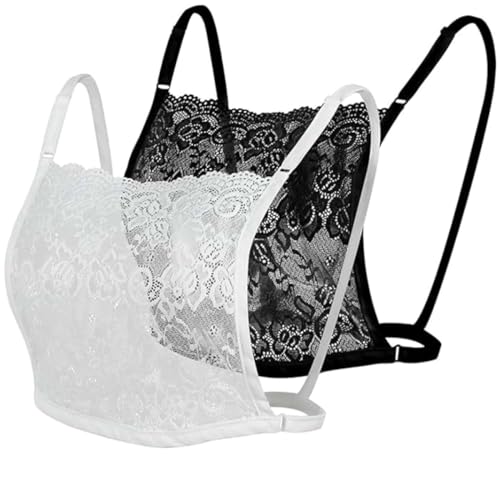 LoudSung Spitzen-BH-Einsatz mit Unterhemd und Dekolleté-Abdeckung aus Baumwolle für Frauen und Mädchen 2PCS von LoudSung