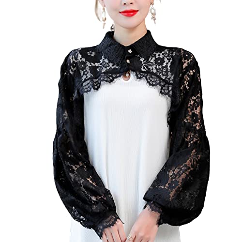 LoudSung abnehmbare Ärmel Brautkleider Crop Top gefälschter Kragen Halbhemd Bluse Spitze elegant für Frauen Mädchen LoudSung abnehmbare Ärmel Brautkleider Crop Top gefälschter Kragen Halbhemd Bluse Spitze elegant für Frauen Mädchen von LoudSung