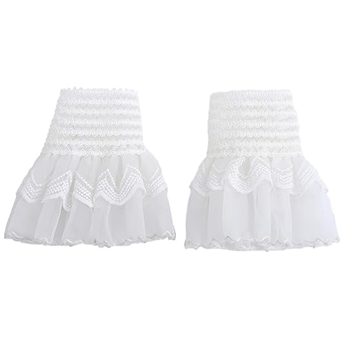 LoudSung falsche Ärmeln Handgelenk Manschetten Rüschen Florale geschichtete Spitze Manschette abnehmbare gefälschte Ärmeln elegant für Frauen Mädchen von LoudSung