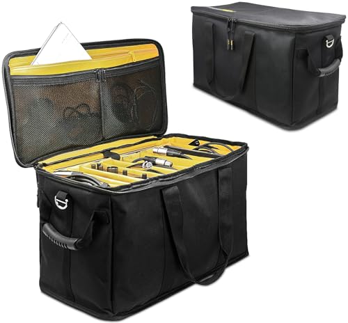 Loudmouth Reise-DJ-Kabel-Datei-Tasche mit abnehmbaren Trennwänden und gepolstertem Laptopfach | Kabel-Organizer-Tasche | Soundbeleuchtung, Musiker, Ausrüstung, Zubehör, Kamera-Gig-Tasche, 50,8 x 25,4 von Loudmouth