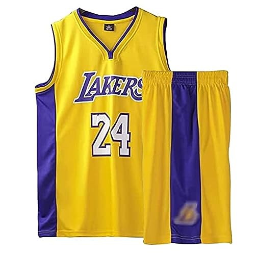 Basketball Trikot Shirt und Shorts, Erwachsene Basketball Jersey, Basketball ärmellose Anzug, Basketball Sportbekleidung, T-Shirt Weste + Shorts, Jugendlich Sweatshirt（4XL,Gelb） von Louenth