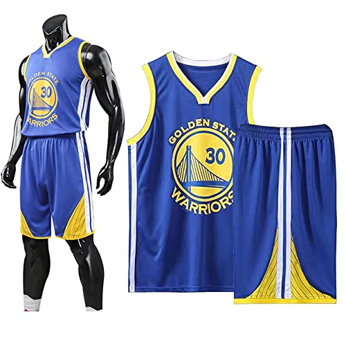 Basketball Trikot Shirt und Shorts, Erwachsene Basketball Jersey, Basketball ärmellose Anzug, Basketball Sportbekleidung, T-Shirt Weste + Shorts, Jugendlich Sweatshirt（2XL,Blau） von Louenth