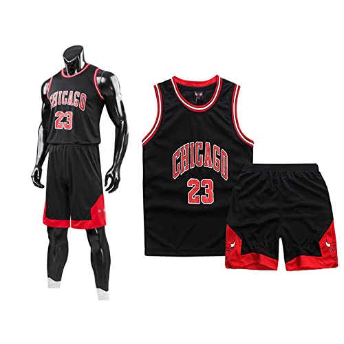 Louenth Basketball Trikot Shirt und Shorts, Erwachsene Basketball Jersey, Basketball ärmellose Anzug, Basketball Sportbekleidung, T-Shirt Weste + Shorts, Jugendlich Sweatshirt（5XL,Schwarz） von Louenth