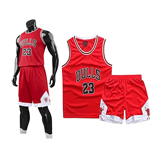 Basketball Trikot Shirt und Shorts, Erwachsene Basketball Jersey, Basketball ärmellose Anzug, Basketball Sportbekleidung, T-Shirt Weste + Shorts, Jugendlich Sweatshirt（5XL,Rot） von Louenth