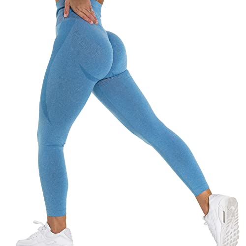 Scrunch Butt Sport Leggings Für Damen, Blickdicht Yoga Leggings, Figurformende Sporthose,Yogahose Fitnesshose, Damen Kompressions Sport Leggings, für Sport,Sportleggings für heiße Tage(Blau,M) von Louenth