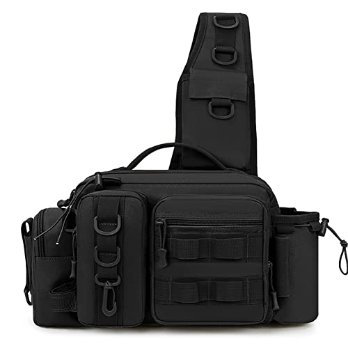 Loufy Multifunktionale Angelausrüstungstasche Schulter Messenger Bag Köder Ausrüstung Lagerung Wasserdichte Angeltasche-A, Schwarz von Loufy