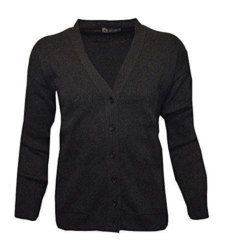 Louie James Herren Baumwollemischung klassisch 6 Knopf Strickjacke mit zwei gerade Taschen in Kohle Größen 2XL to 8XL - Dunkelgrau, 2XL CHEST (52 - 54 INCHES) von Louie James