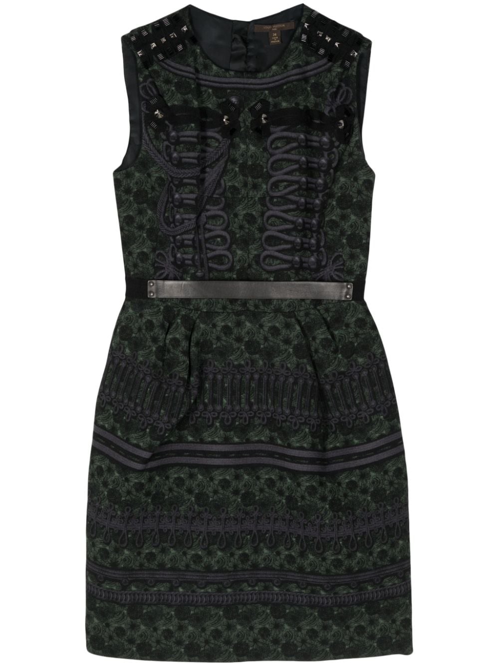 Louis Vuitton Pre-Owned cord appliqué belted sleeveless dress - Grün von Louis Vuitton Pre-Owned