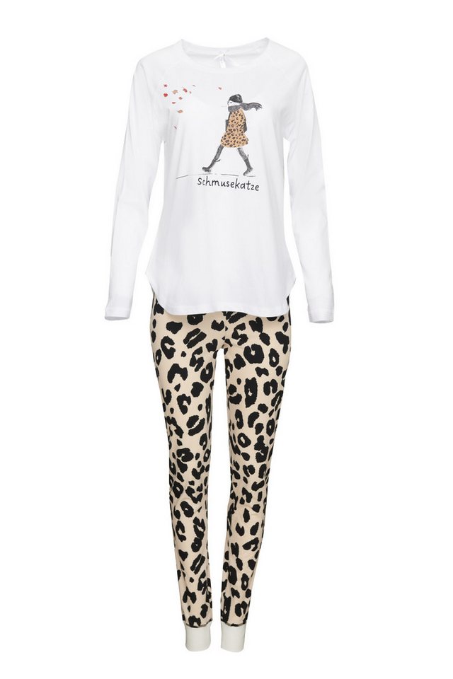 Louis & Louisa Pyjama Louis & Louisa Damen Pyjama 'Leo-Mädchen', weiß/leo allover Louis & Louisa Pyjama Louis & Louisa Damen Pyjama 'Leo-Mädchen', weiß/leo allover von Louis & Louisa