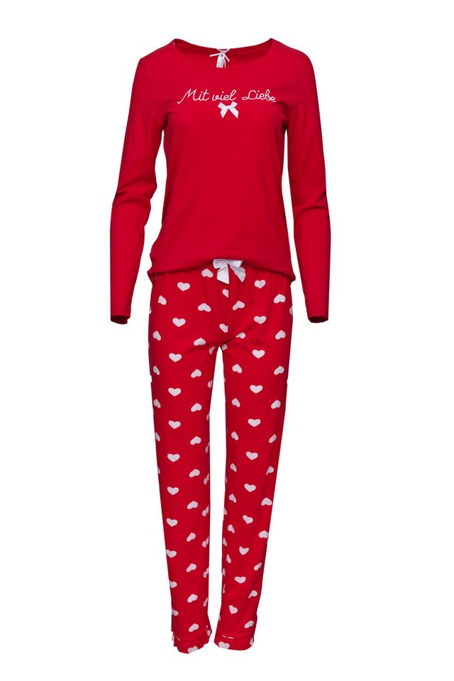 Louis & Louisa Pyjama Pyjama Basic rot/allover mit Stick "Mit viel Liebe" Louis & Louisa Pyjama Pyjama Basic rot/allover mit Stick "Mit viel Liebe" von Louis & Louisa