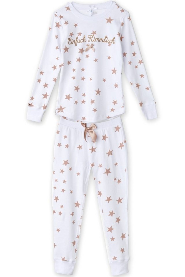 Louis & Louisa Pyjama Schlafanzug Kinder - EINFACH HIMMLISCH - weiß/nougat von Louis & Louisa