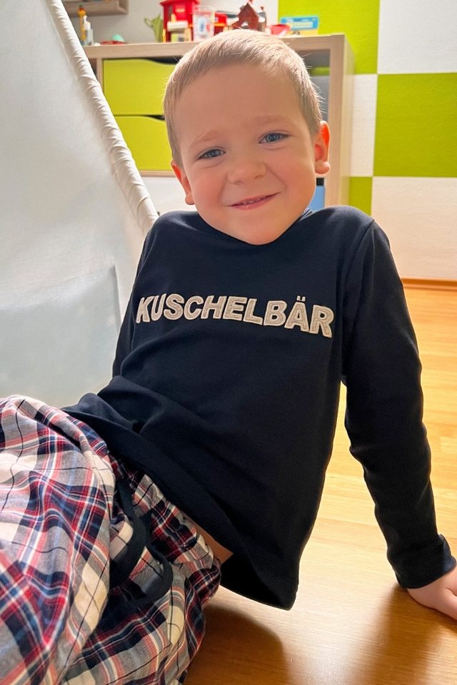 Louis & Louisa Pyjama Schlafanzug Kinder - KUSCHELBÄR FLANELL - dunkelblau/karo von Louis & Louisa