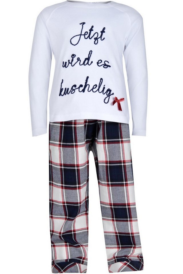 Louis & Louisa Pyjama Schlafanzug Kinder - KUSCHELIG - weiß/karo von Louis & Louisa