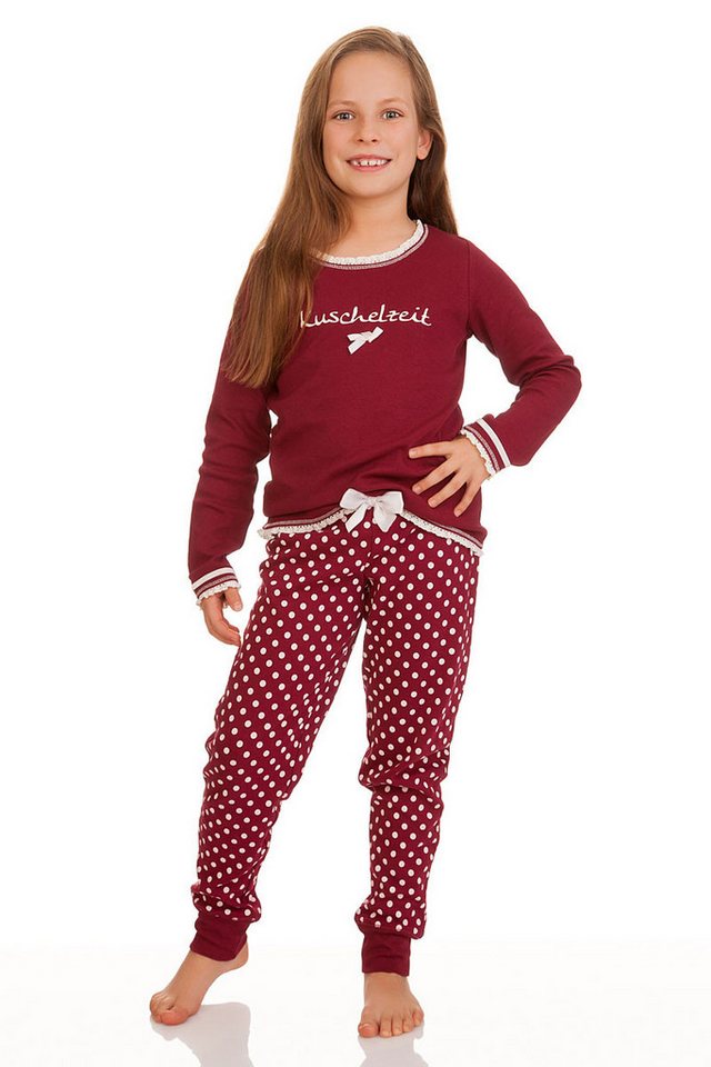 Louis & Louisa Pyjama Schlafanzug Kinder - KUSCHELZEIT - weinrot von Louis & Louisa