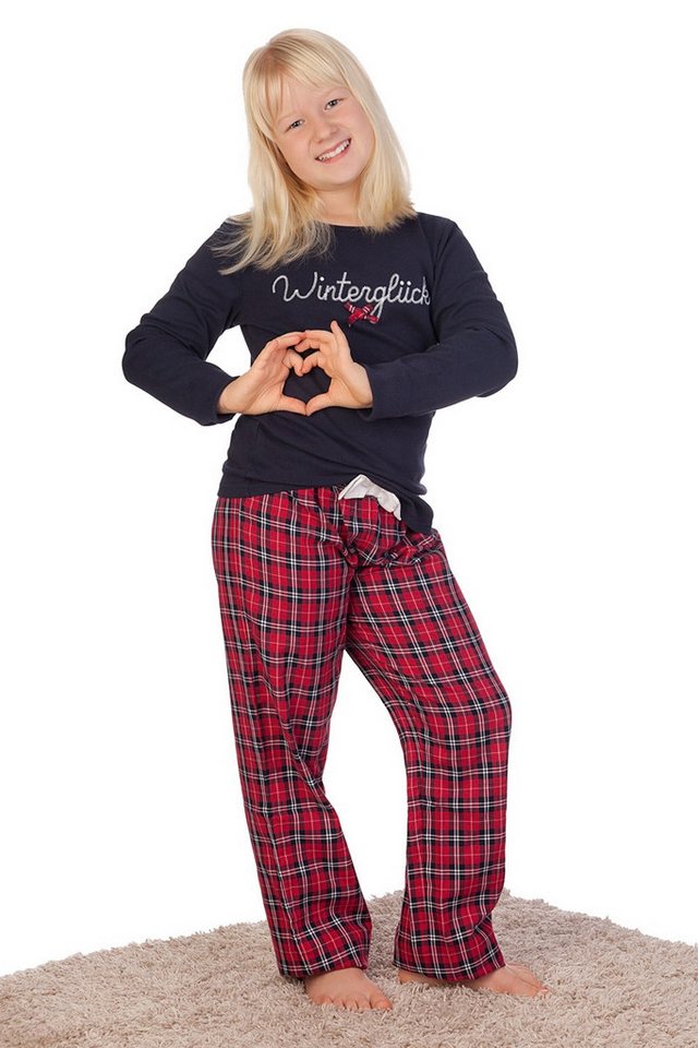 Louis & Louisa Pyjama Schlafanzug Kinder - WINTERGLÜCK - dunkelblau von Louis & Louisa