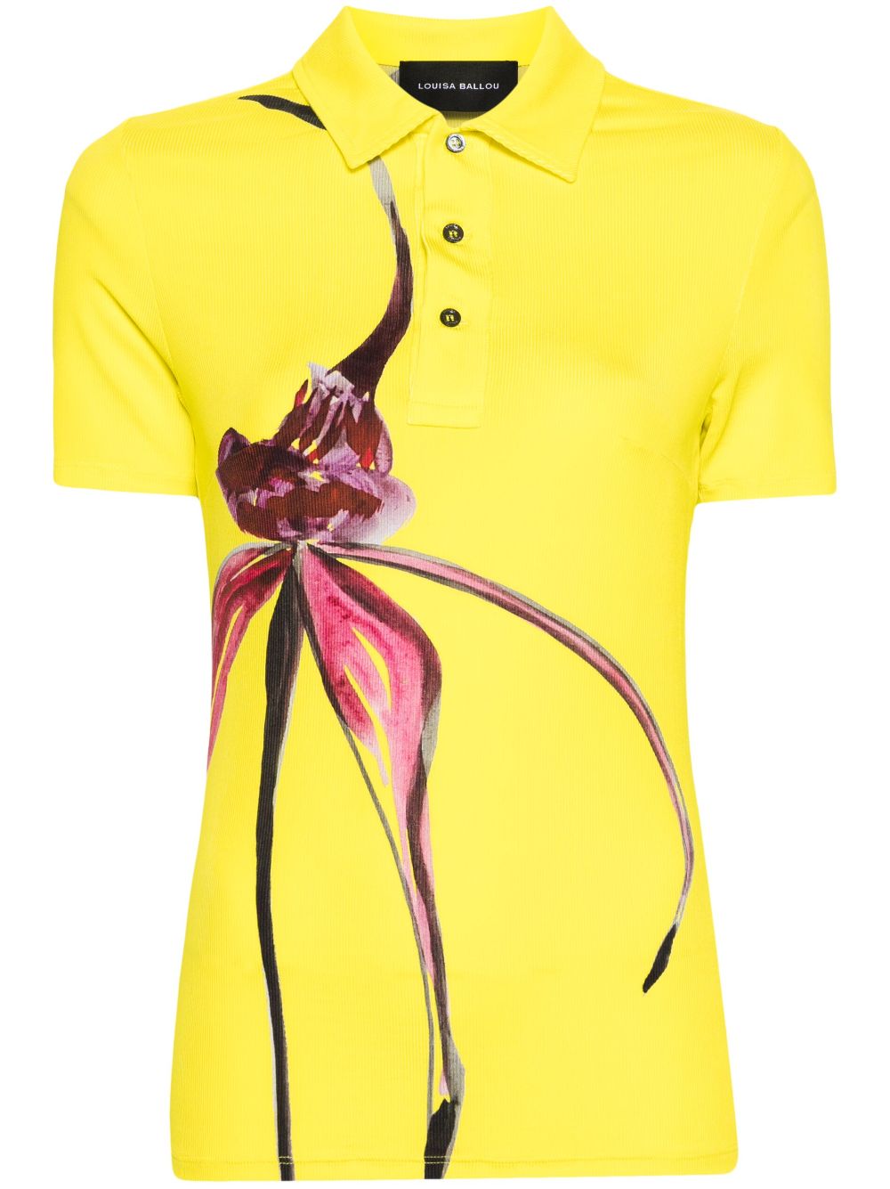 Louisa Ballou Gestricktes Poloshirt mit Blumen-Print - Gelb von Louisa Ballou
