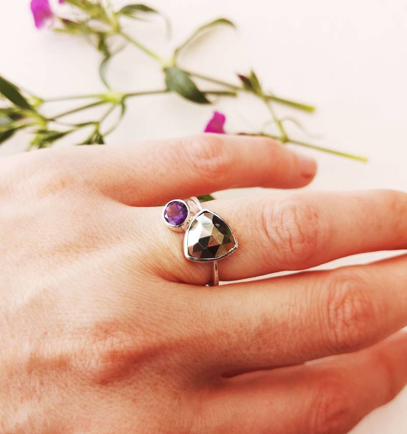 Pyrit Und Amethyst Ring von LouiseBuchanDesign