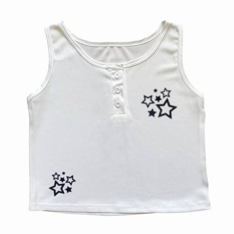 Y2K Alt Star Print Button Up Tank Top von Louisenkind