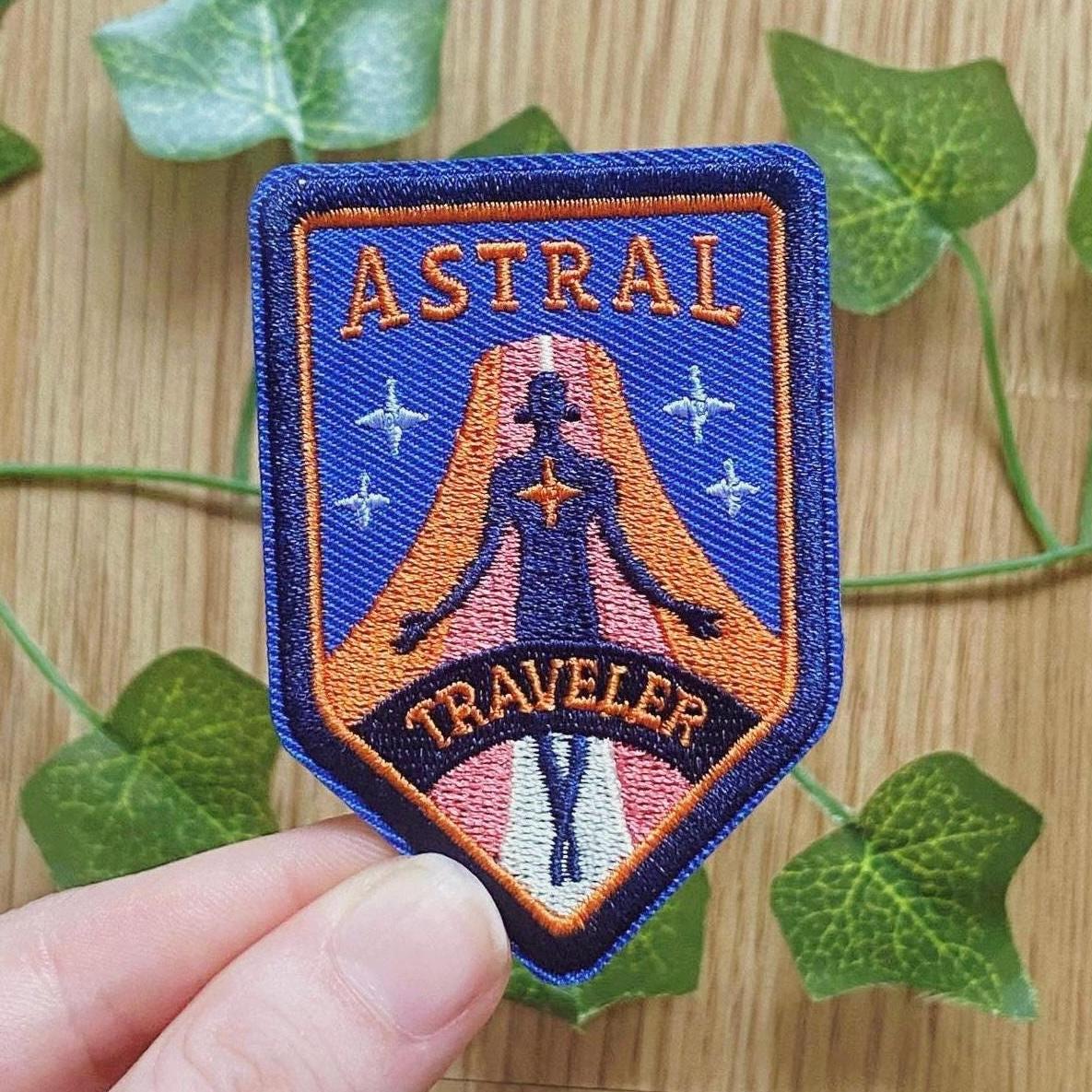 Vintage Astral Traveler Iron On Patch | Clothing Accessories Hippie Embroidery Patches von Louisenkind