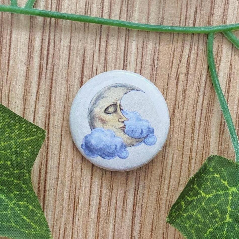 Vintage Whimsy Crescent Moon Button Pin | 25 Mm 1" Pinback Buttons Whimsigoth Jewelry von Louisenkind