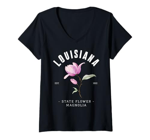 Damen Louisiana Magnolia State Geschenk für Sie oder Ihn T-Shirt mit V-Ausschnitt Damen Louisiana Magnolia State Geschenk für Sie oder Ihn T-Shirt mit V-Ausschnitt von Louisiana state gift