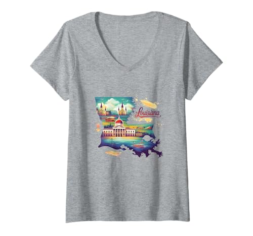 Damen Louisiana T-Shirt mit V-Ausschnitt Damen Louisiana T-Shirt mit V-Ausschnitt von Louisiana
