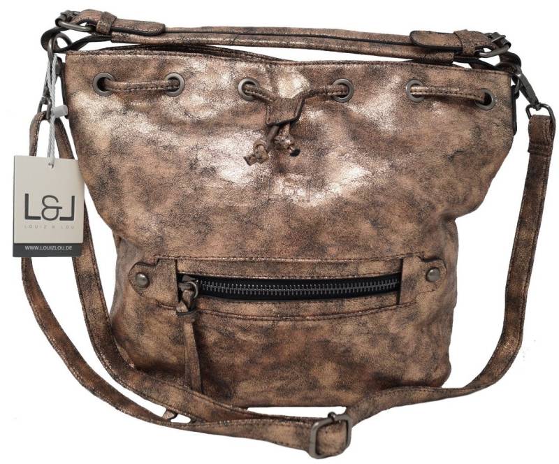 Louiz & Lou Handtasche 2213, Umhängetasche mit Zugband in Metallicoptik, Magnetverschluss von Louiz & Lou