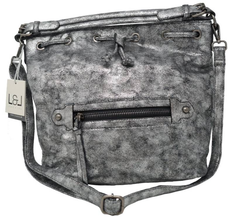 Louiz & Lou Handtasche 2213, Umhängetasche mit Zugband in Metallicoptik, Magnetverschluss von Louiz & Lou