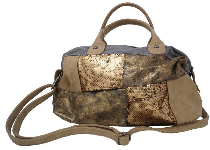 Louiz & Lou Handtasche 2272, Kunstlederhandtasche mit Paillettenbesatz, Paillettenbesatz im Patchworkstyle von Louiz & Lou