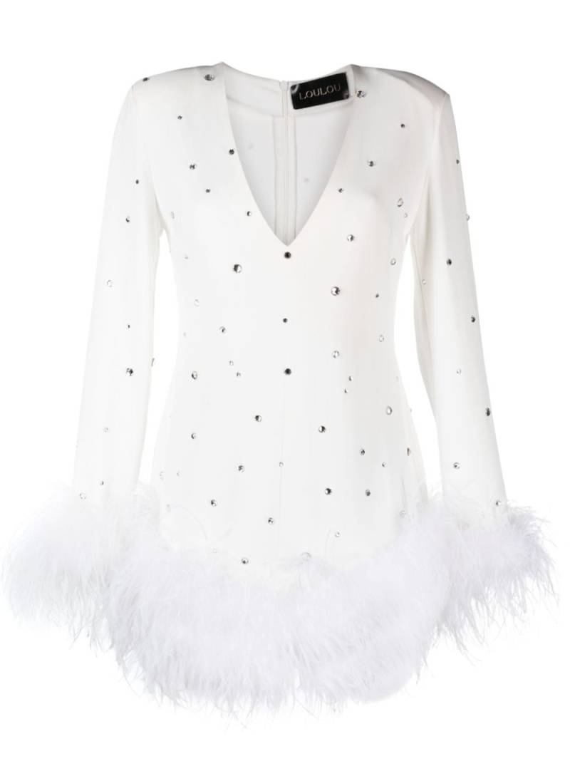 Loulou Kleid mit Federn - Weiß von Loulou