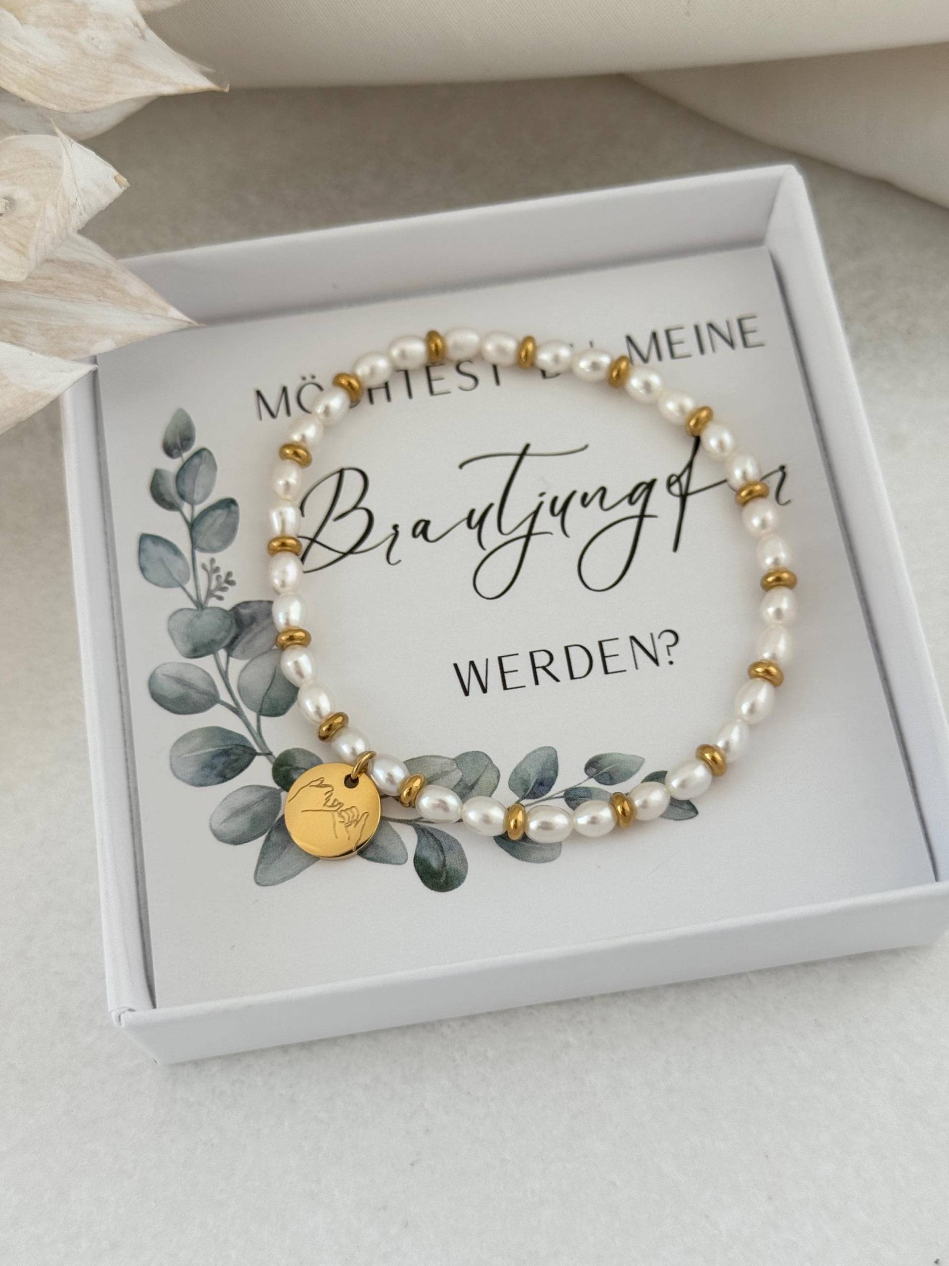 Armband Süßwasserperlen | Plättchen Edelstahl, 18K Gold, Rose, Silber Brautjungfer, Trauzeugin Fragen, Braut, Mama, Beste Freundin von LoulousWithLove