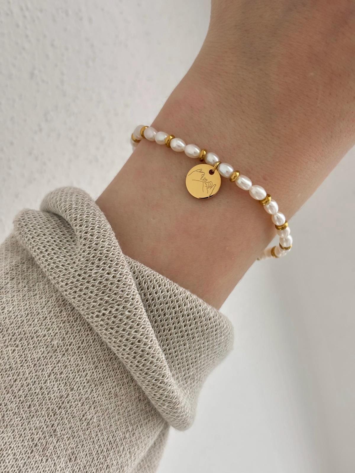 Armband Süßwasserperlen | Plättchen Edelstahl, 18K Gold, Rose, Silber Brautjungfer, Trauzeugin Fragen, Braut, Mama, Beste Freundin von LoulousWithLove