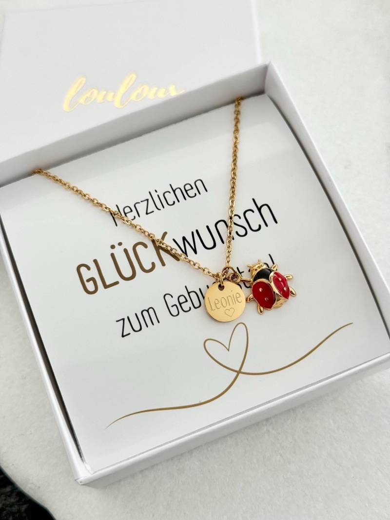Halskette Marienkäfer| Glücksbringer Halskette| Taufkette | Kindergeburtstag Edelstahl Mutmacher| Geschenk Kinder Weihnachten von LoulousWithLove