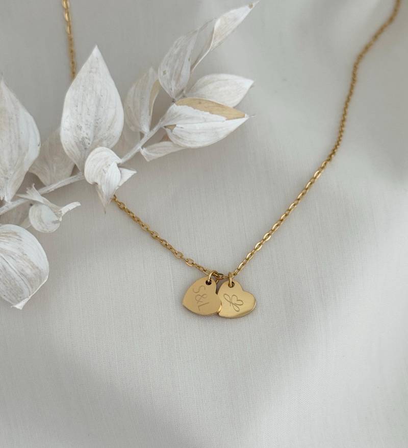 Kette Mit Herzanhänger | Herzkette Personalisierte Herzen |Geburtsblume Namenskette |sternzeichen Edelstahl Rosé, Gold, Silber von LoulousWithLove